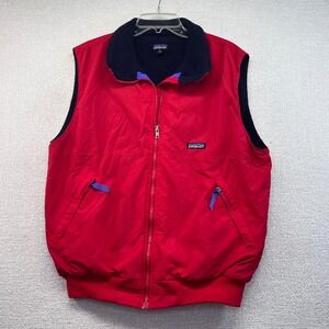 Patagonia Red Fleece Lined Vest Men's Size L Made in USA Vintage